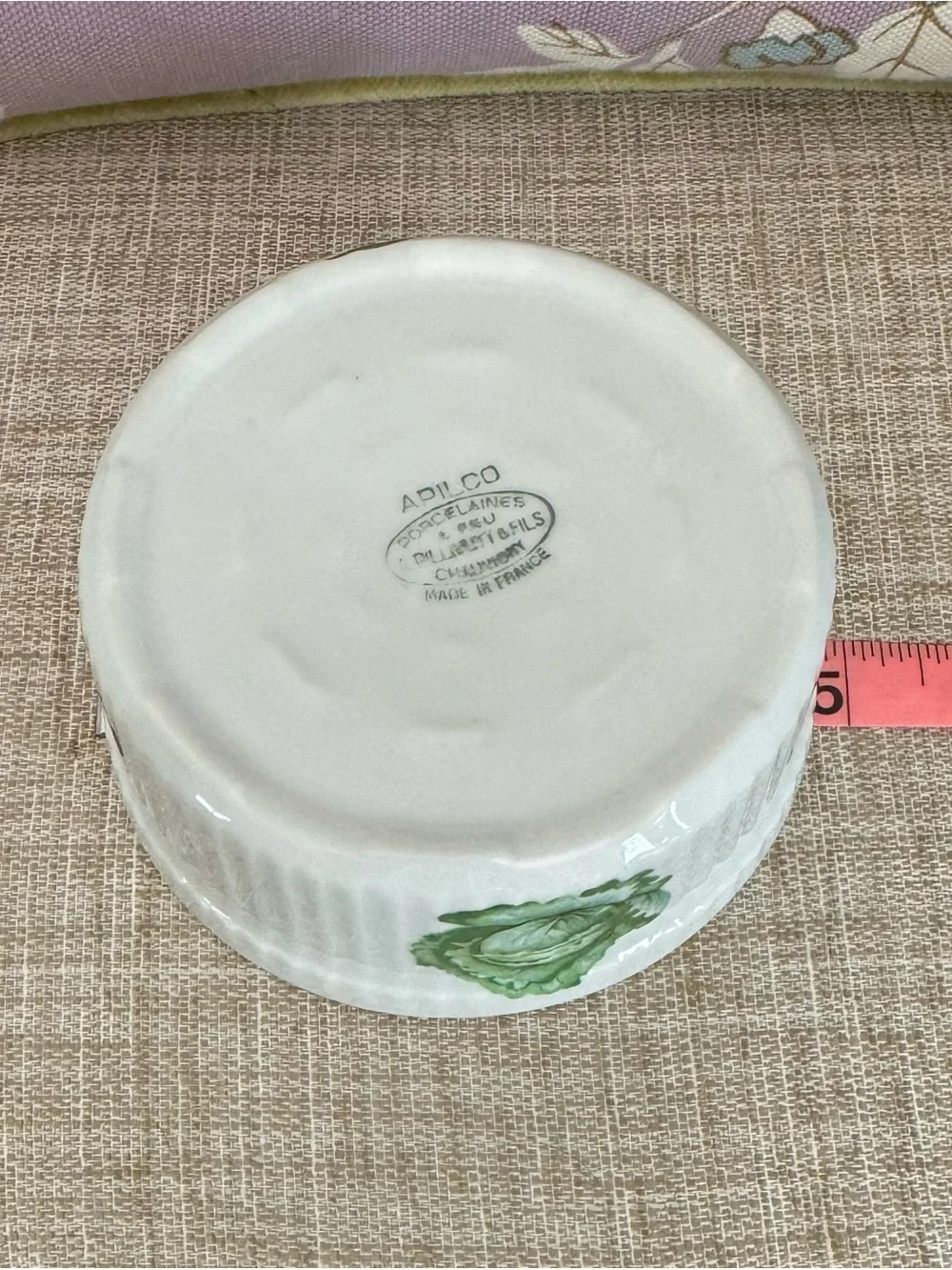 Vintage Apilco Garden Vegetable Pattern Porcelain Soufflé Dish / Ramekin